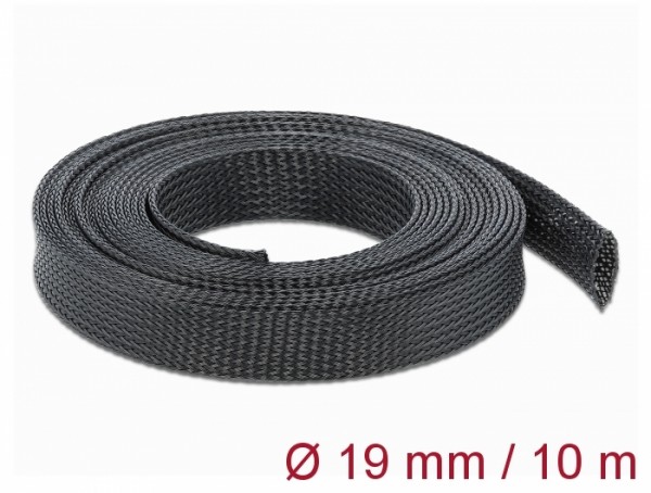 Geflechtschlauch dehnbar 10 m x 19 mm schwarz, Delock® [18903]