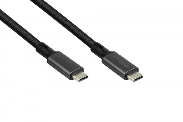 Magnetisches USB 4.0 Gen. 3x2 Spiralkabel (40GBit/s, 240W, 8K@60Hz), USB-C™ Stecker an USB-C™ Stecker, schwarz, 1m, Good Connections®