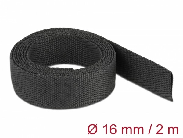 Gewebeschrumpfschlauch 2 m x 16 mm Schrumpfungsrate 2:1 schwarz, Delock® [20793]