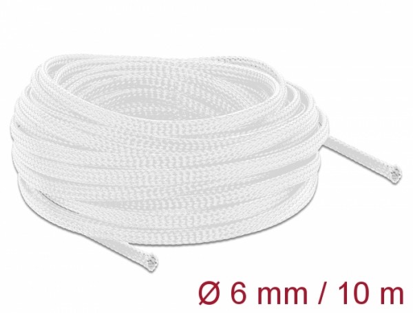 Geflechtschlauch dehnbar 10 m x 6 mm weiß, Delock® [20693]