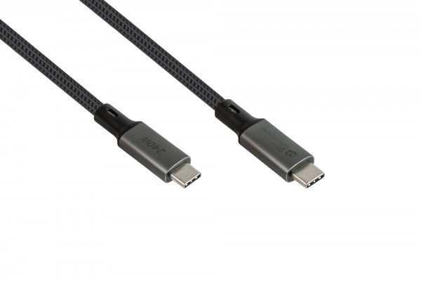 USB 4.0 Gen. 3x2 Kabel (40GBit/s, 240W, 8K@60Hz), USB-C™ Stecker an USB-C™ Stecker, Koaxialkabel, anthrazit, 1,8m, Good Connections®