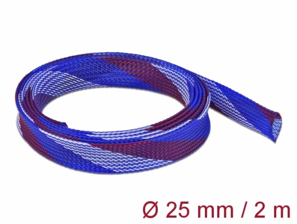 Geflechtschlauch dehnbar 2 m x 25 mm blau-rot-weiß, Delock® [20751]