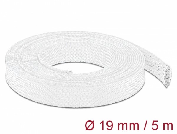 Geflechtschlauch dehnbar 5 m x 19 mm weiß, Delock® [20695]