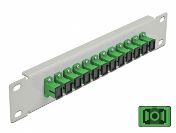 10? LWL Patchpanel 12 Port SC Simplex grün 1 HE grau, Delock® [66782]