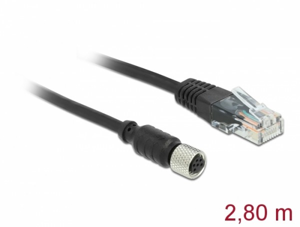 Anschlusskabel M8 Buchse wasserdicht Seriell zu RJ45 Stecker 2,8 m, Navilock® [63165]