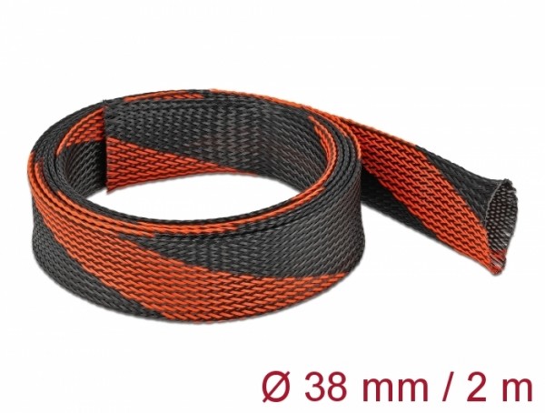 Geflechtschlauch dehnbar 2 m x 38 mm schwarz-rot, Delock® [20753]