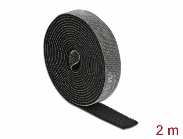 Klettband auf Rolle L 2 m x B 15 mm schwarz, Delock® [18383]