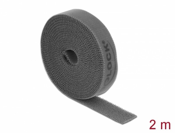 Klettband auf Rolle L 2 m x B 15 mm grau, Delock® [18389]