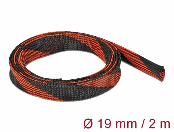 Geflechtschlauch dehnbar 2 m x 19 mm schwarz-rot, Delock® [20743]