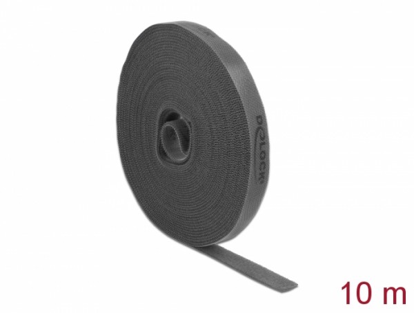 Klettband auf Rolle L 10 m x B 15 mm grau, Delock® [18391]