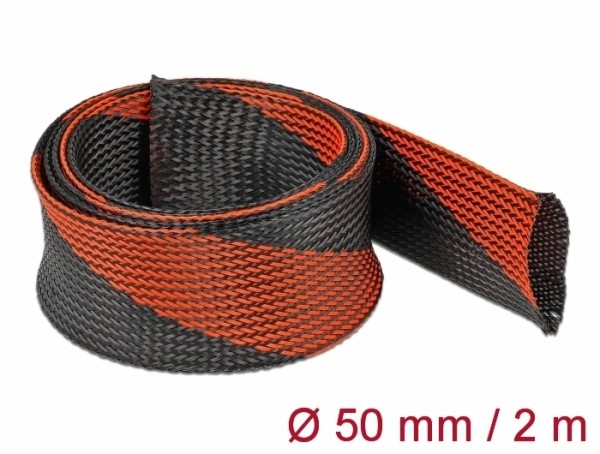 Geflechtschlauch dehnbar 2 m x 50 mm schwarz-rot, Delock® [20758]