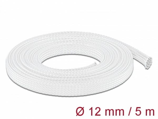 Geflechtschlauch dehnbar 5 m x 12 mm weiß, Delock® [20694]