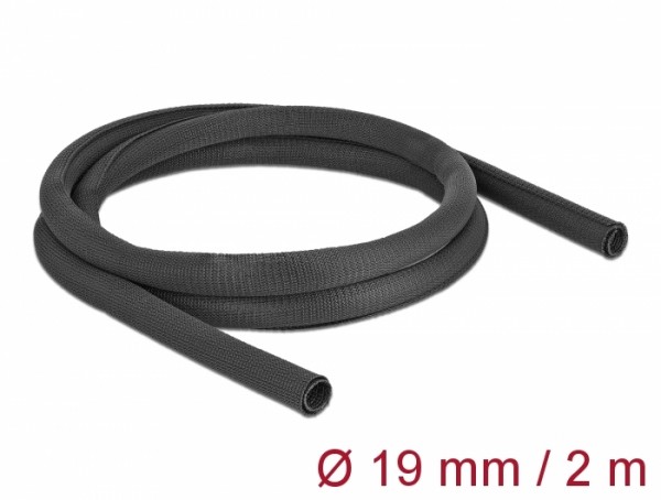 Gewebeschlauch selbstschließend hitzebeständig 2 m x 19 mm schwarz, Delock® [19179]