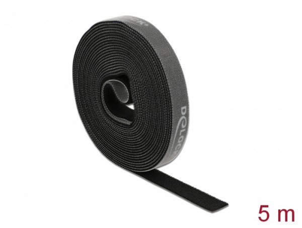 Klettband auf Rolle L 5 m x B 15 mm schwarz, Delock® [18384]