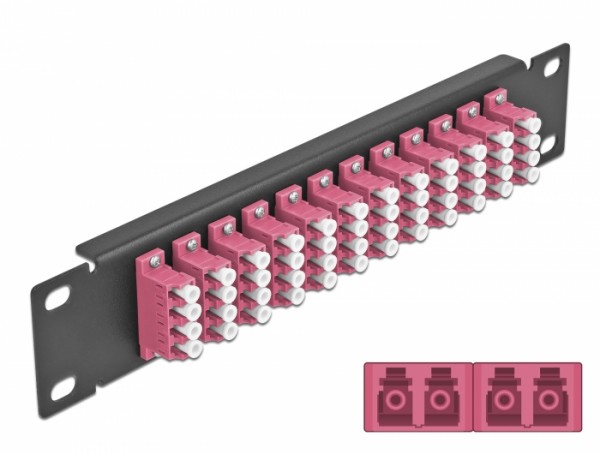 10? LWL Patchpanel 12 Port LC Quad violett 1 HE schwarz, Delock® [66780]