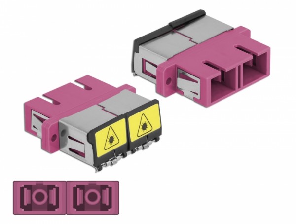 LWL Kupplung mit Laserschutzklappe SC Duplex Buchse zu SC Duplex Buchse Multimode violett, Delock® [86896]