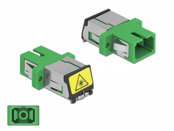 LWL Kupplung mit Laserschutzklappe SC Simplex Buchse zu SC Simplex Buchse Singlemode grün, Delock® [86887]