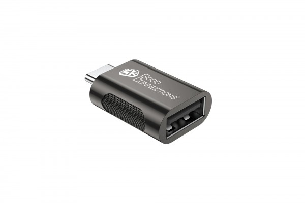 Adapter USB 3.2 Gen.1 / USB 3.0 Stecker C™ an USB-A Buchse, verzinktes Metallgehäuse, anthrazit, Good Connections®