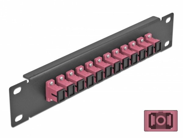 10? LWL Patchpanel 12 Port SC Simplex violett 1 HE schwarz, Delock® [66764]